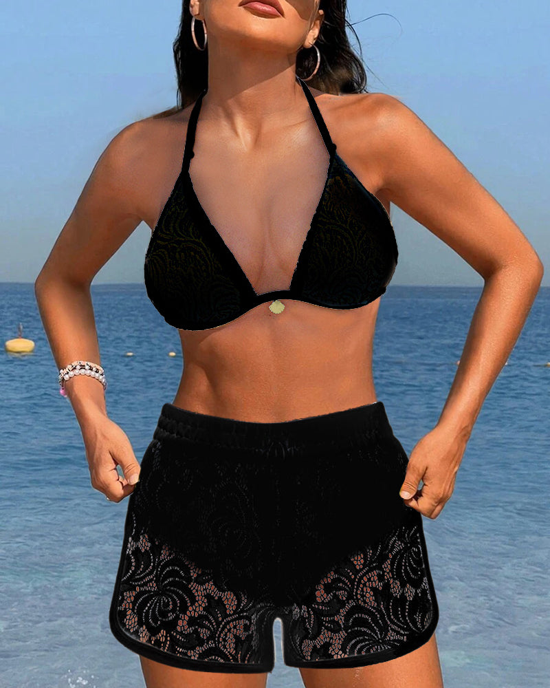 Lana | Elegant Solid Lace Bikini Set