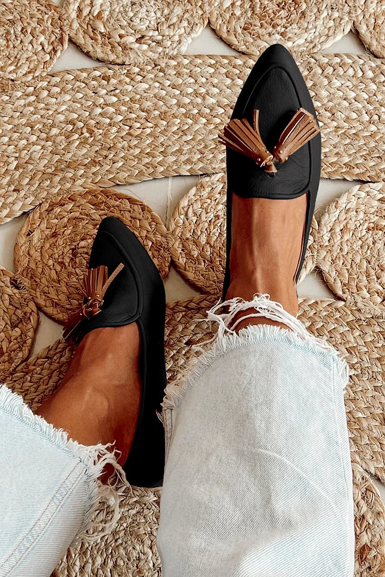 Pointed-Toe Loafers with Tassel