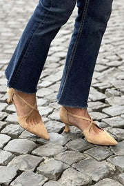 Pointed-Toe Court Shoes with Ankle Strap