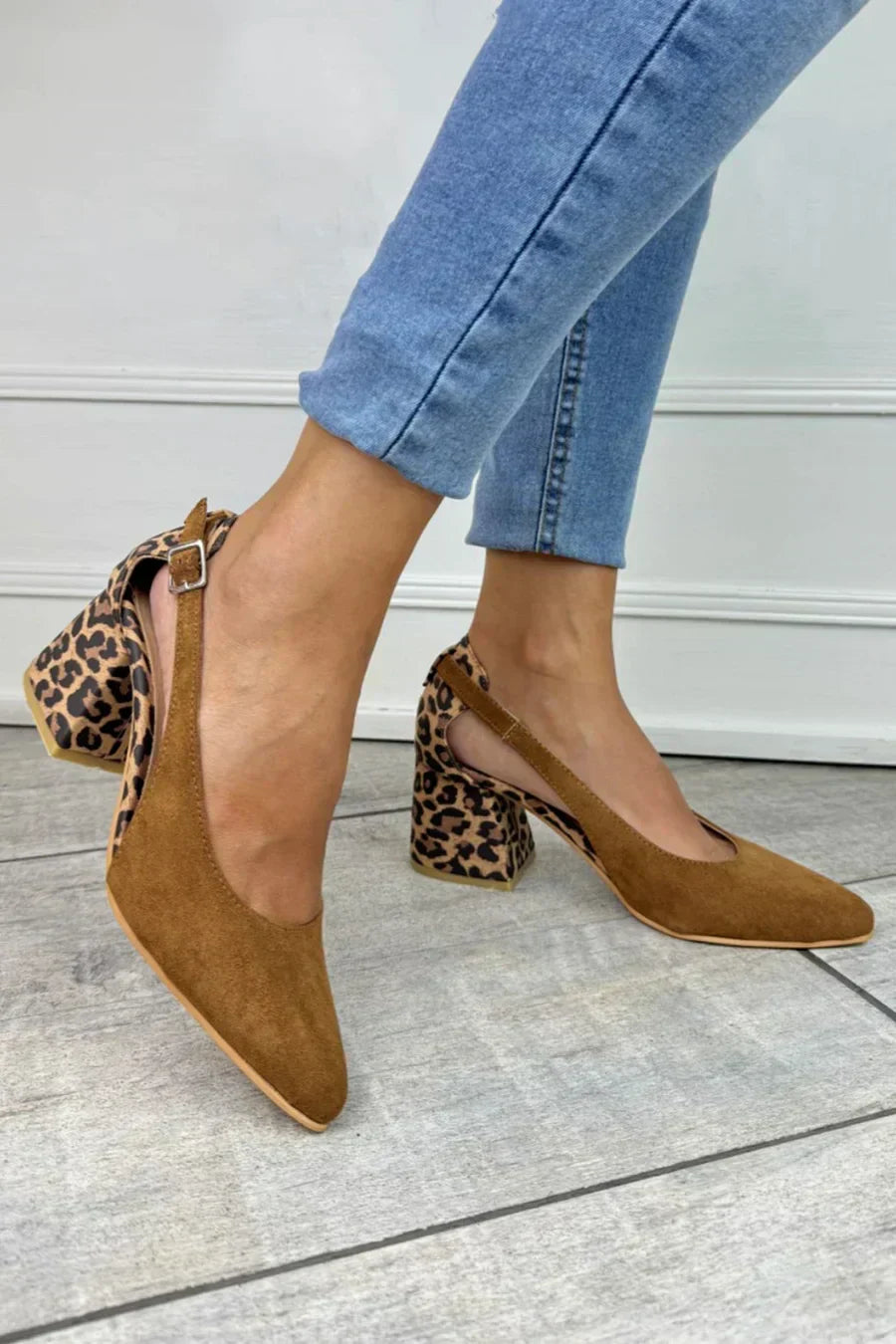 Leopard Print Slingback Court Shoes