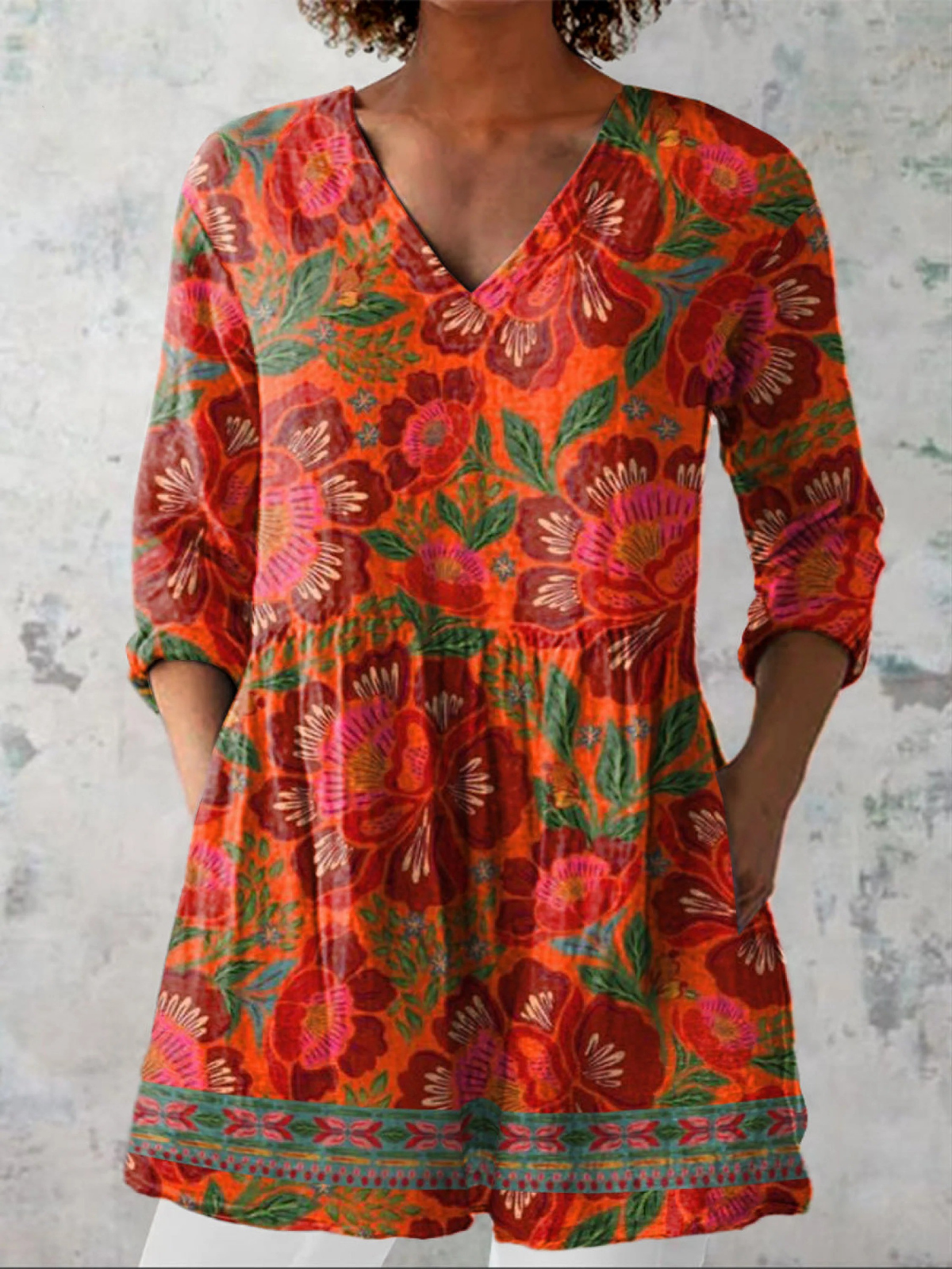 Nadia | Long V-Neck Blouse