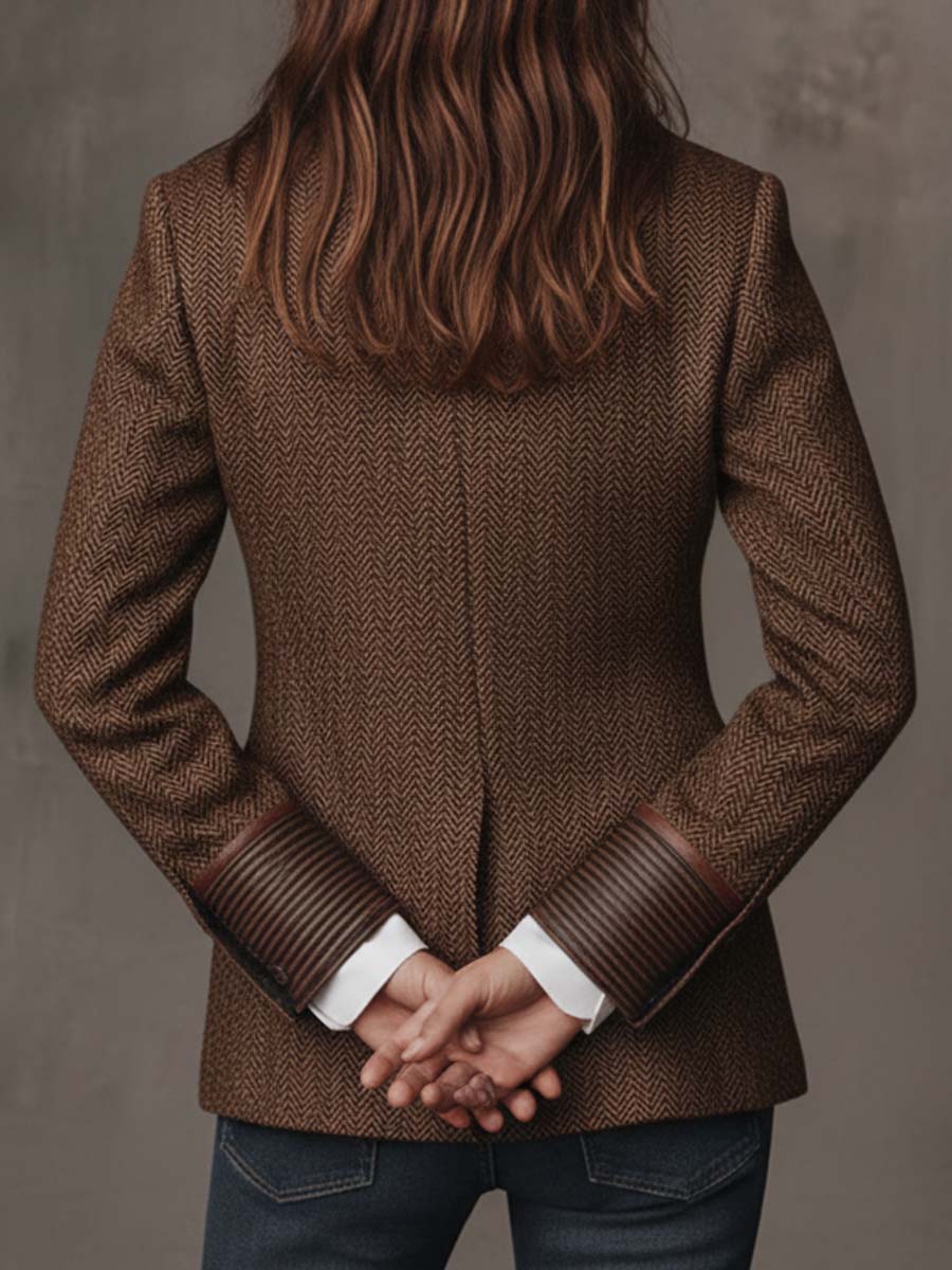 Herringbone Printed Panel Blazer