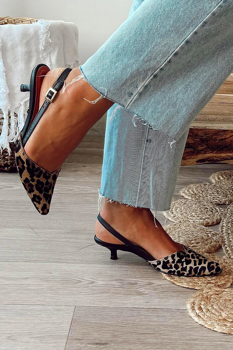 Animal Print Slingback Court Shoes