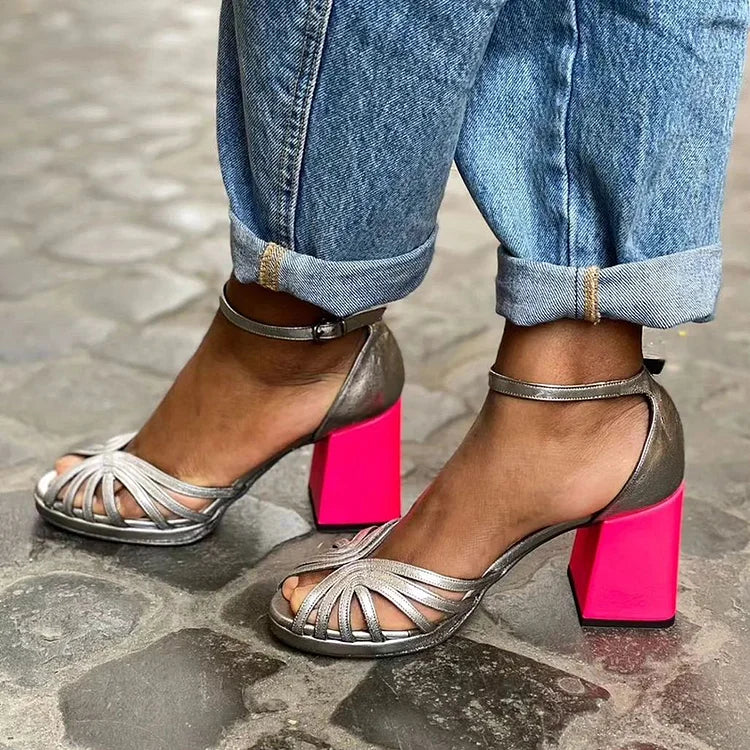 Two-Tone Heeled Sandals