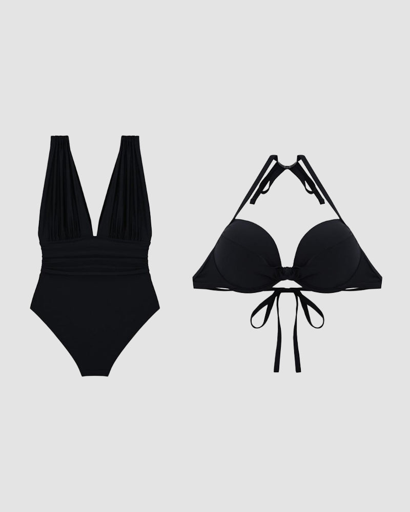 Luxury Figure-Flattering Swimsuit with Deep V-Neckline
