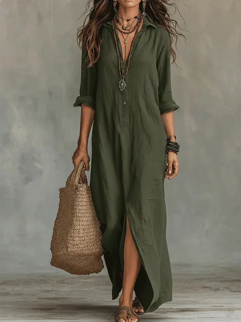Céline – Relaxed Black Button-Front Maxi Dress