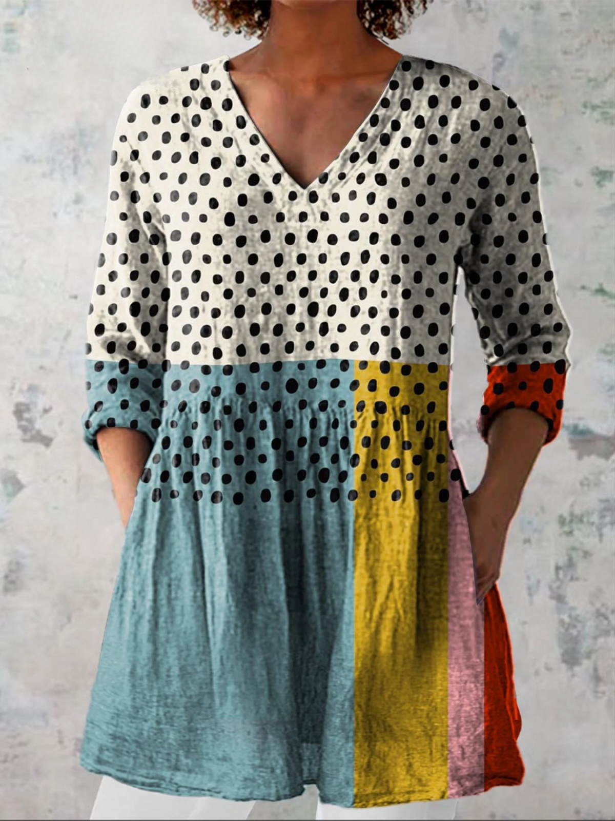 Galina | Long V-Neck Blouse