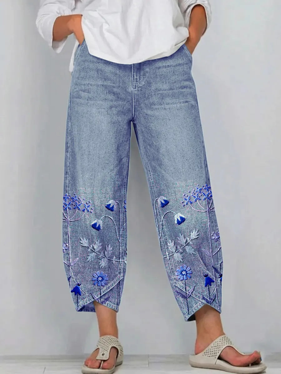 Rowena - Floral Print Casual Trousers