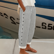 Diane | Striped Seabreeze Trousers with Button Placket