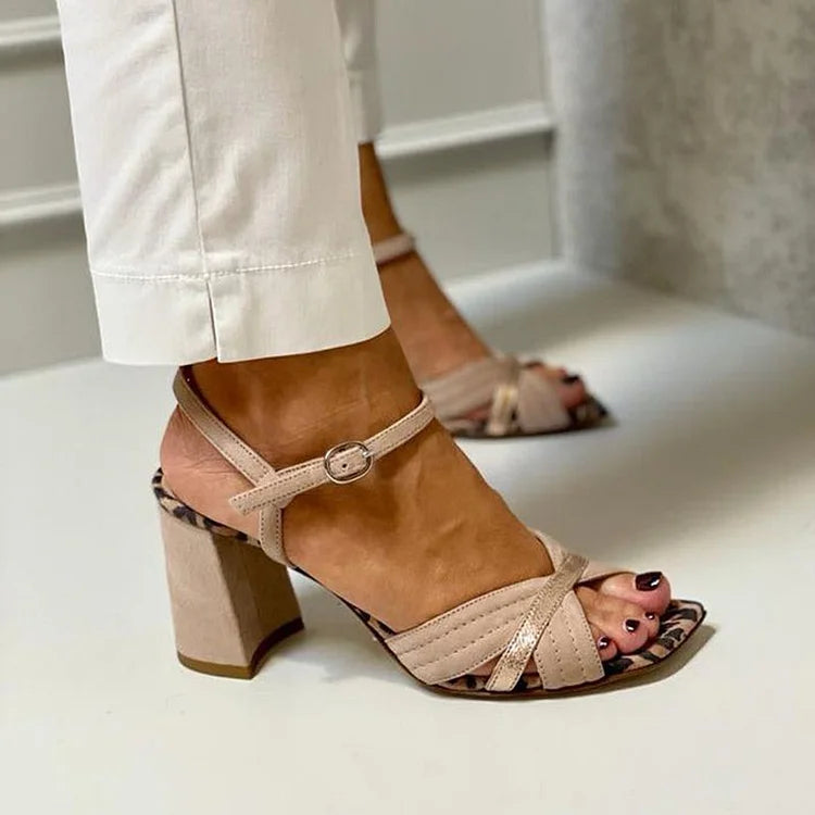 Cross-Strap Heeled Sandals