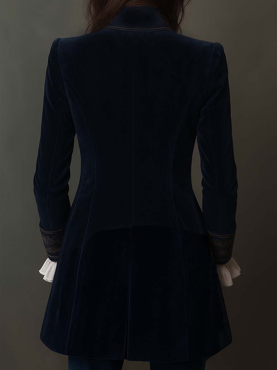 Vintage Navy Embroidered Longline Jacket