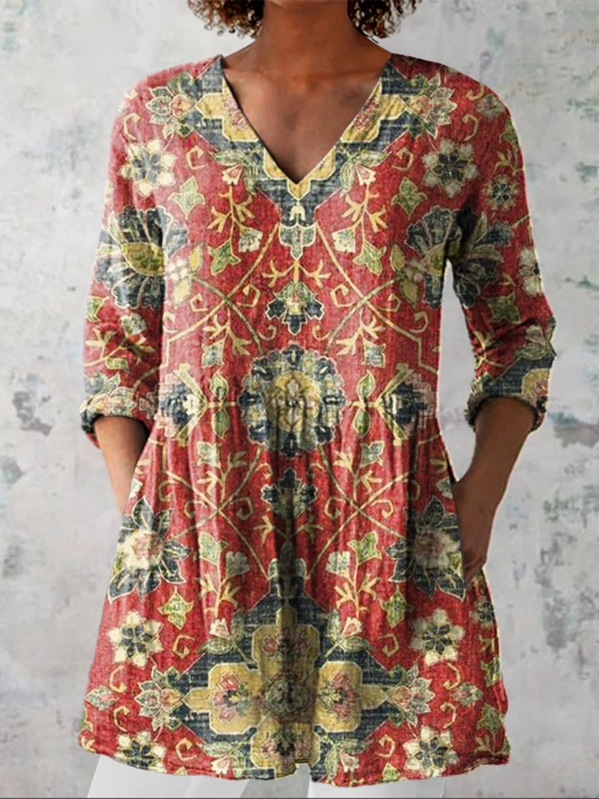 Adrianna | Long V-Neck Blouse