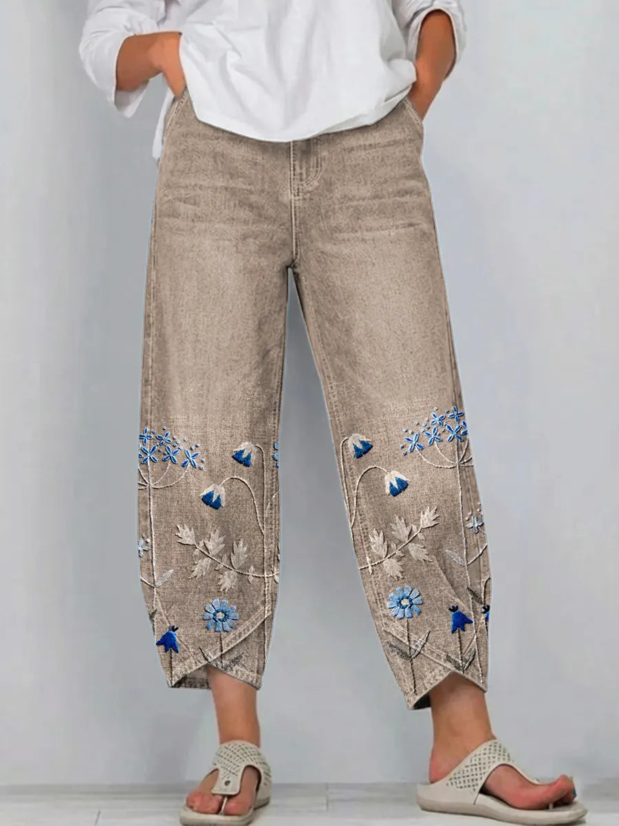 Rowena - Floral Print Casual Trousers