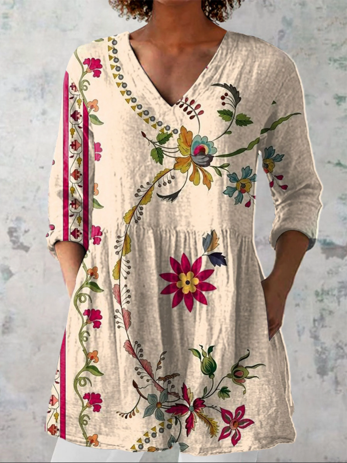 Capri | Long V-Neck Blouse