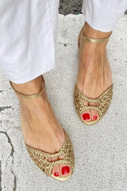 Isadora | Gold Woven Sandals