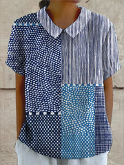 Ella | Blue Patchwork Blouse