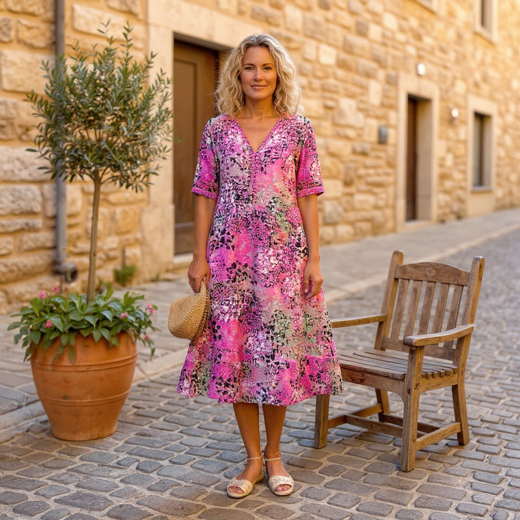 Rachel - Elegant Printed Midi Dress