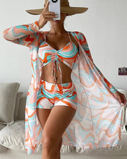 Luna – Three-Piece Printed Bikini Set