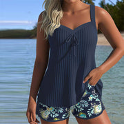 Lana | Striped Two-Piece Tankini with Beach Shorts