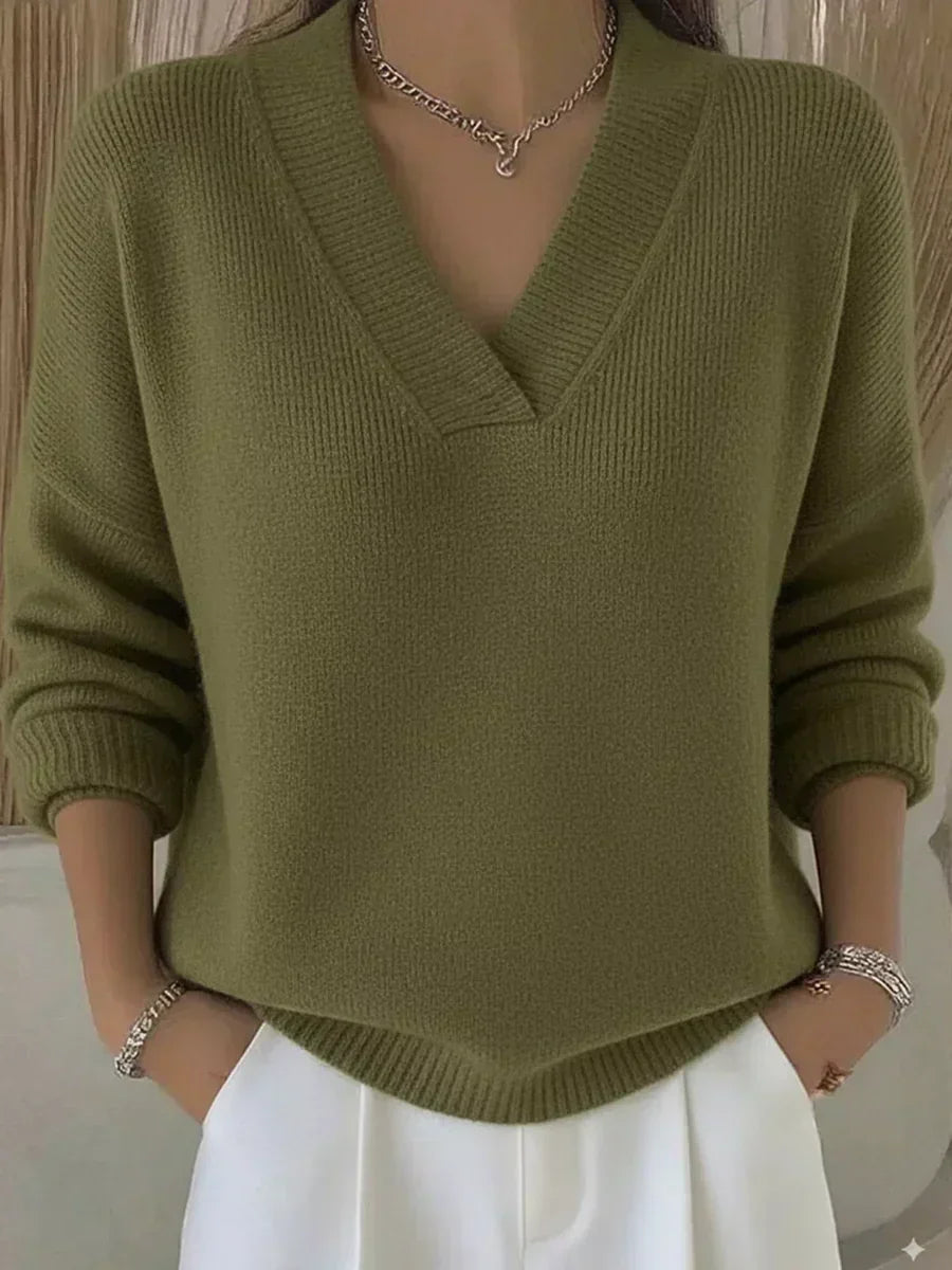 Vivelle - Relaxed V-Neck Sweater