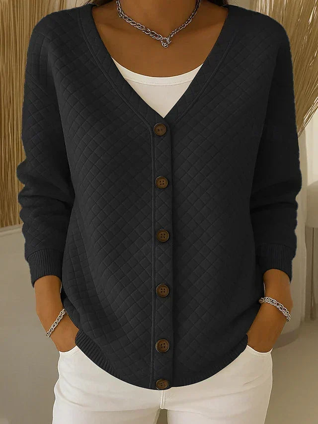 Laverne - Quilted Button-Front Cardigan
