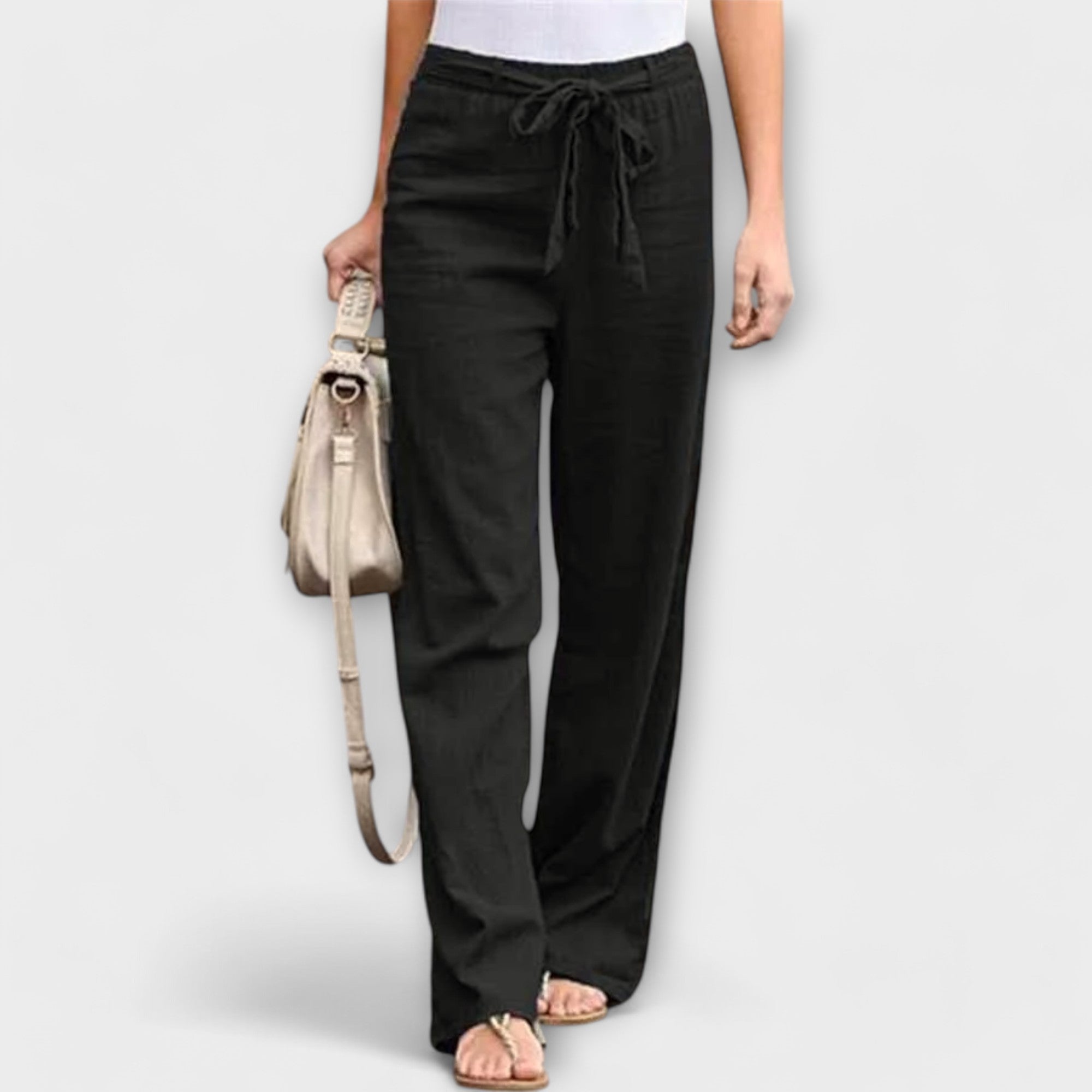 Pauline | Wide-Leg Trousers with Tie Belt