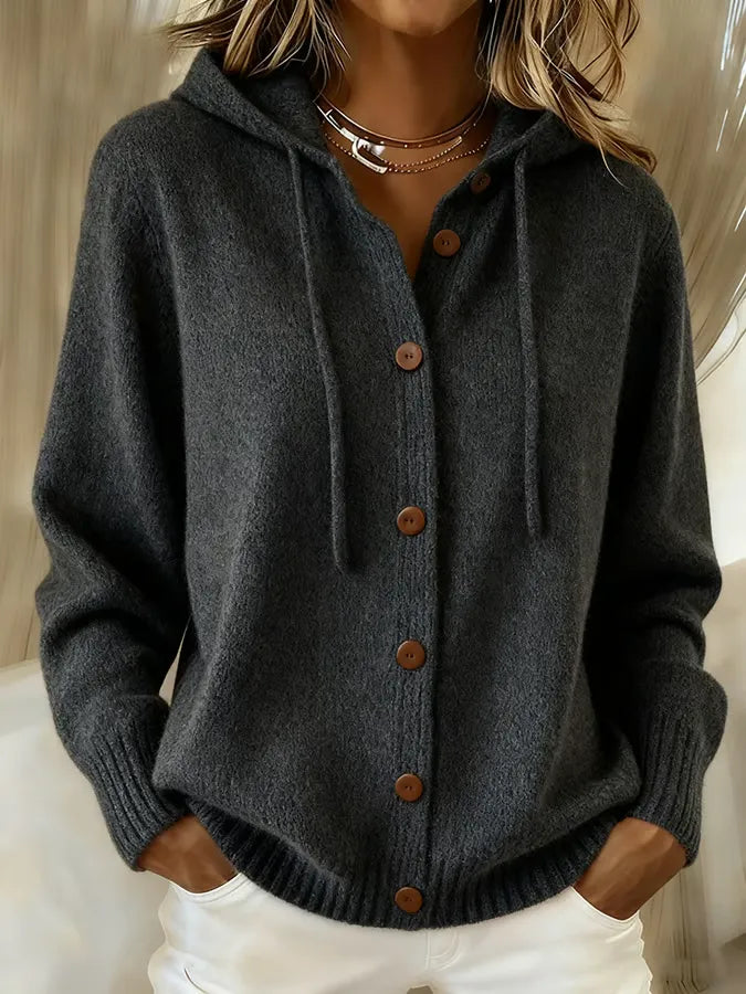 Brenda - Cozy Button Cardigan Hoodie