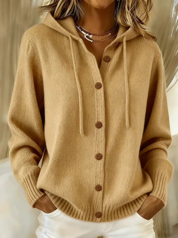 Brenda - Cozy Button Cardigan Hoodie