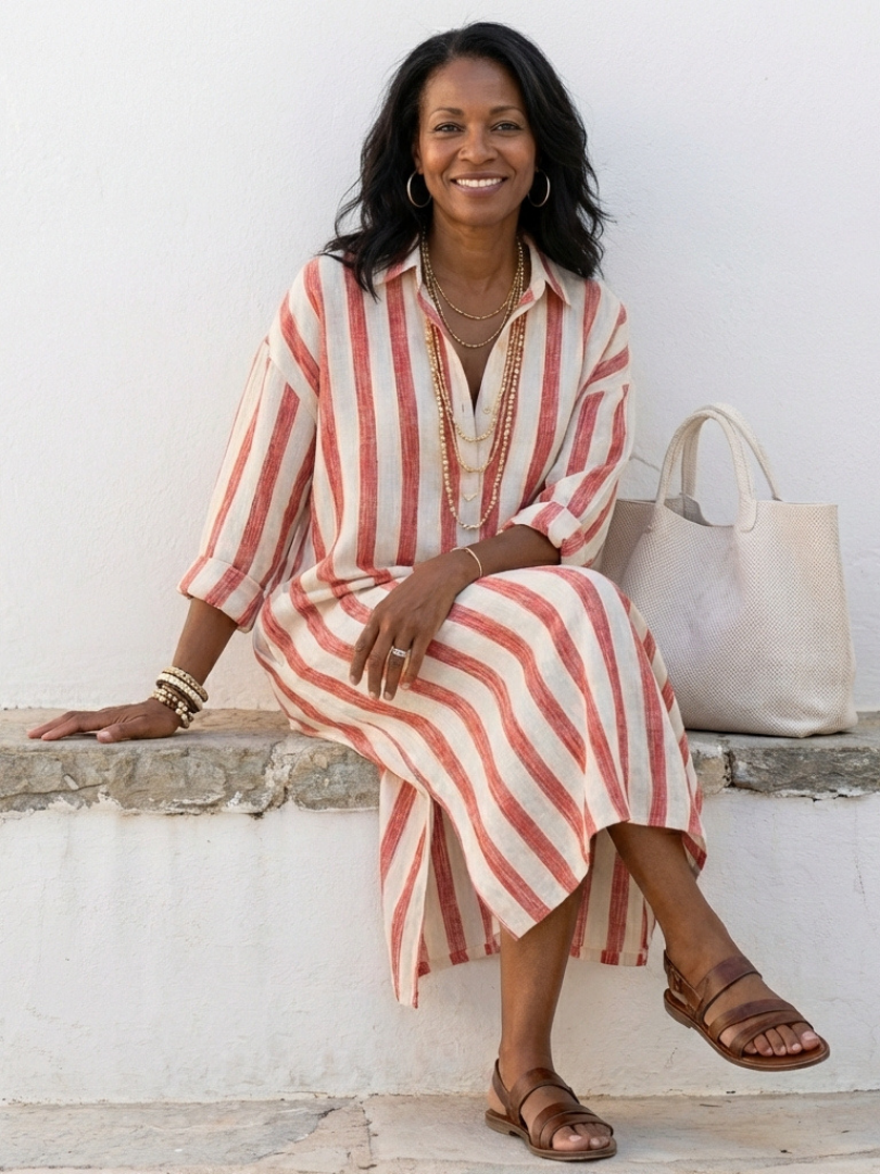 Naomi | Long Sleeve Striped Maxi Dress
