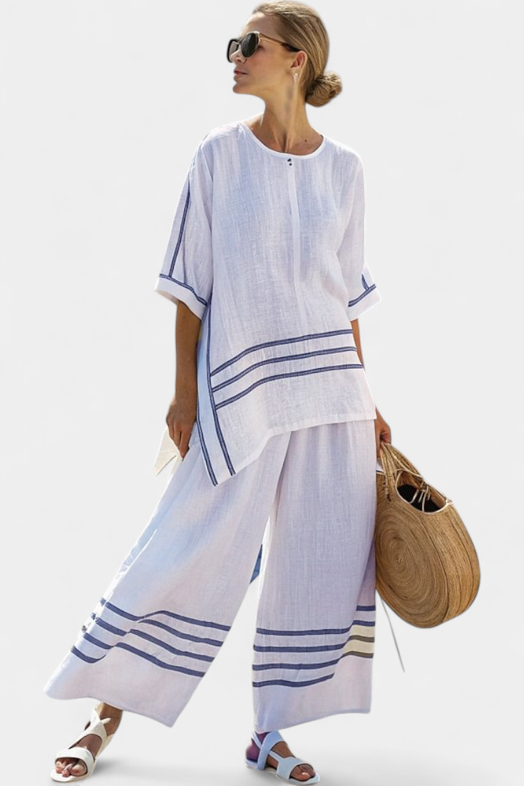Roos | Refined Asymmetric Striped Top & Statement Trousers