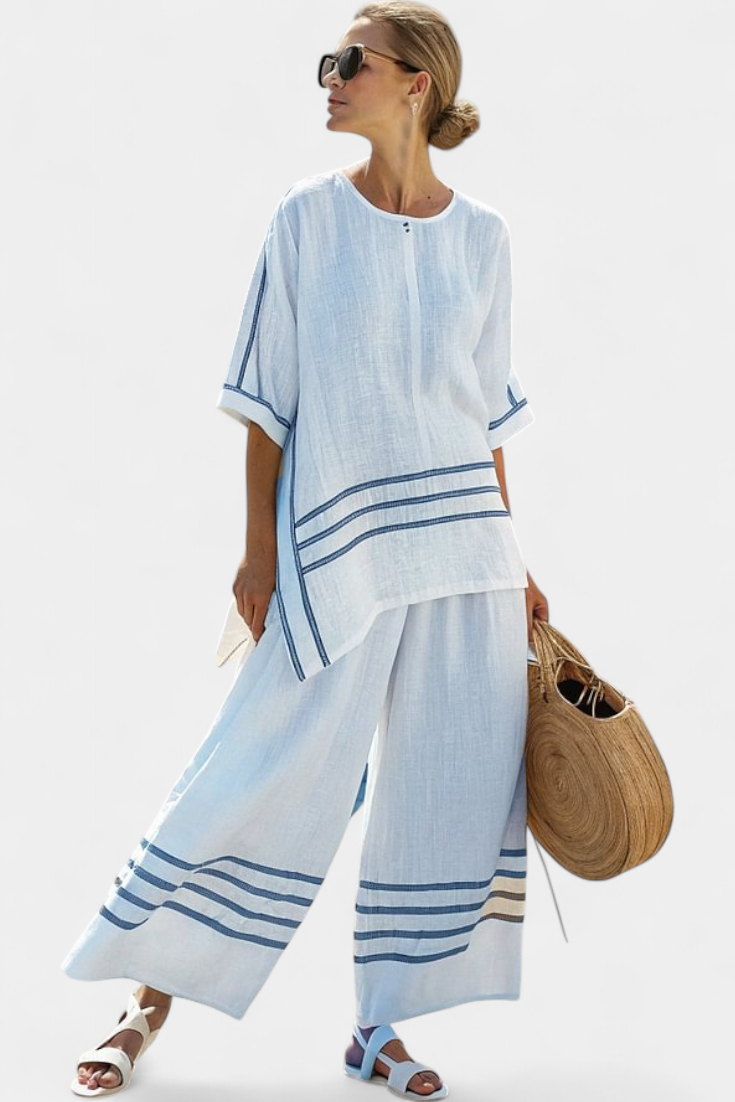 Roos | Refined Asymmetric Striped Top & Statement Trousers