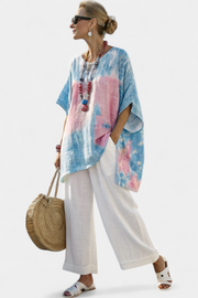 Lisa | Comfortable Relaxed Linen Top & Striped Bamboo Trousers