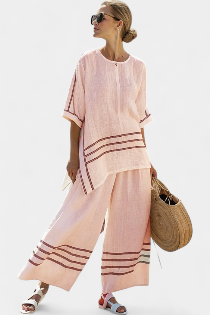 Roos | Refined Asymmetric Striped Top & Statement Trousers