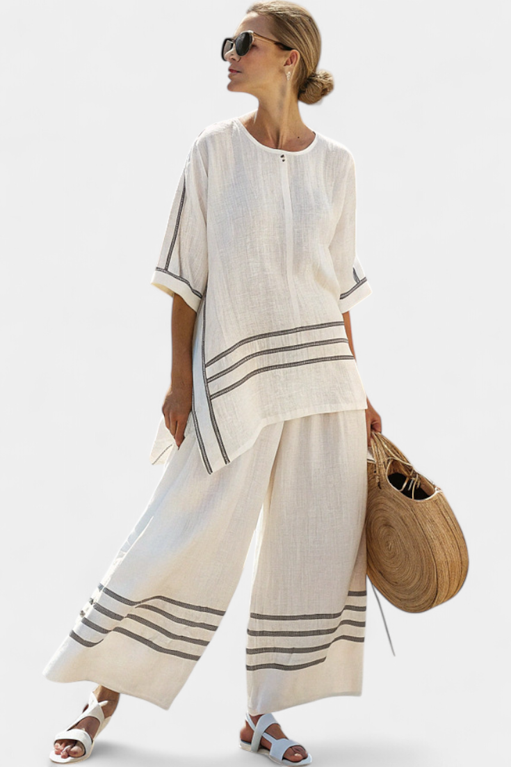 Roos | Refined Asymmetric Striped Top & Statement Trousers