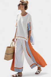 Nina – Comfortable Wide-Leg Striped Trousers & Top