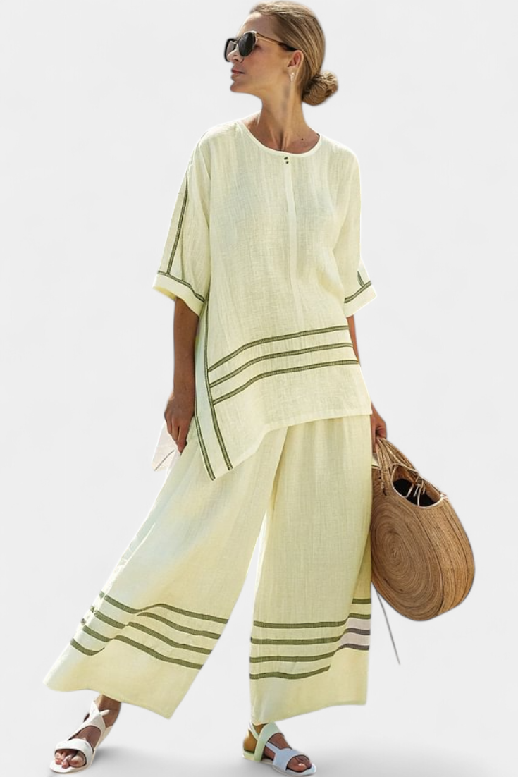 Roos | Refined Asymmetric Striped Top & Statement Trousers