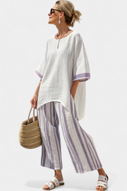 Evi – Comfortable Relaxed Blouse & Striped Bamboo Trousers