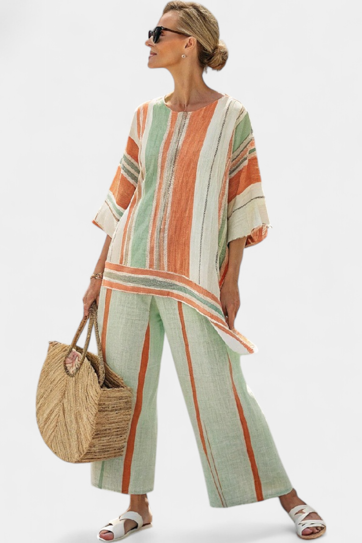 Noa | Elegant Asymmetric Top & Wide-Leg Trousers