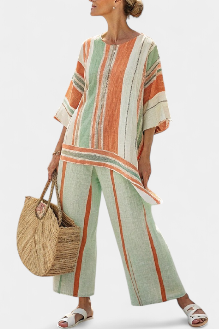 Noa | Elegant Asymmetric Top & Wide-Leg Trousers