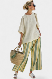 Zoë | Refined Top & Striped Trousers