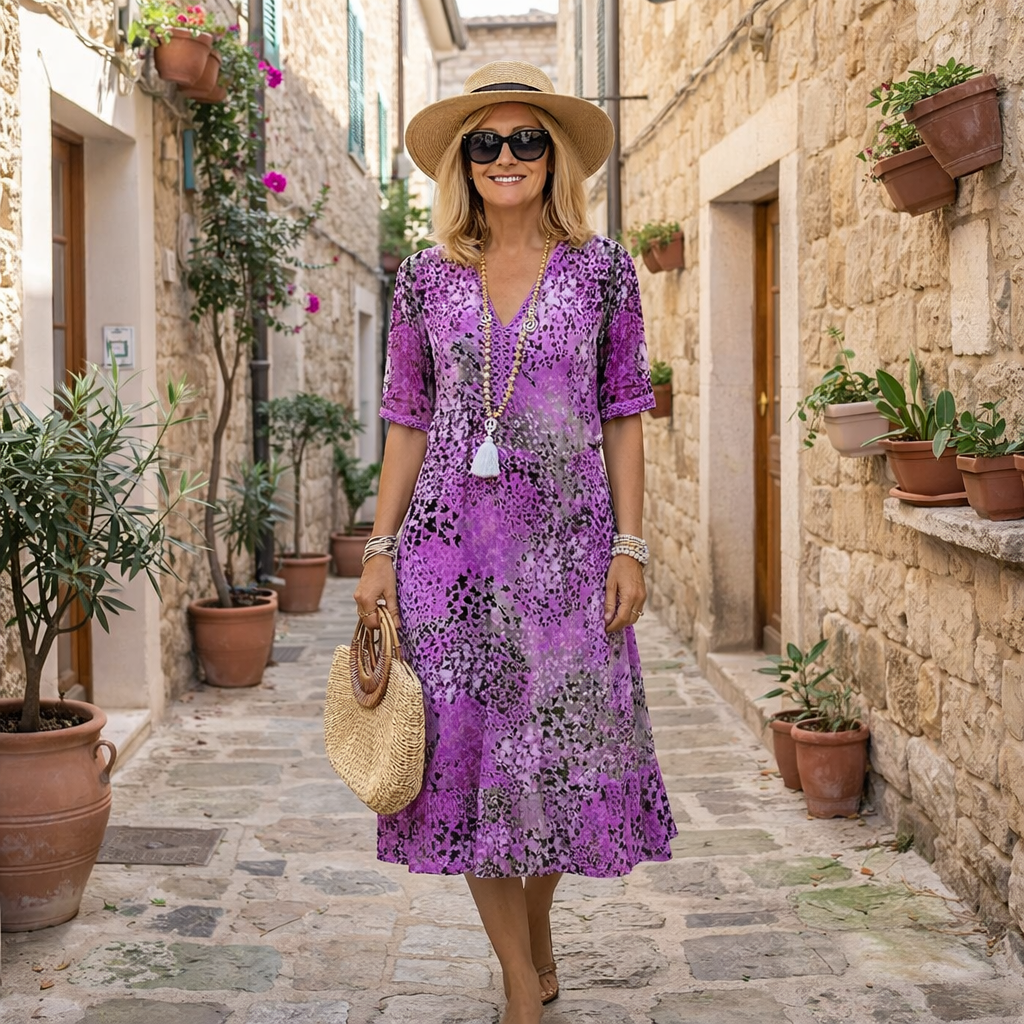 Rachel - Elegant Printed Midi Dress