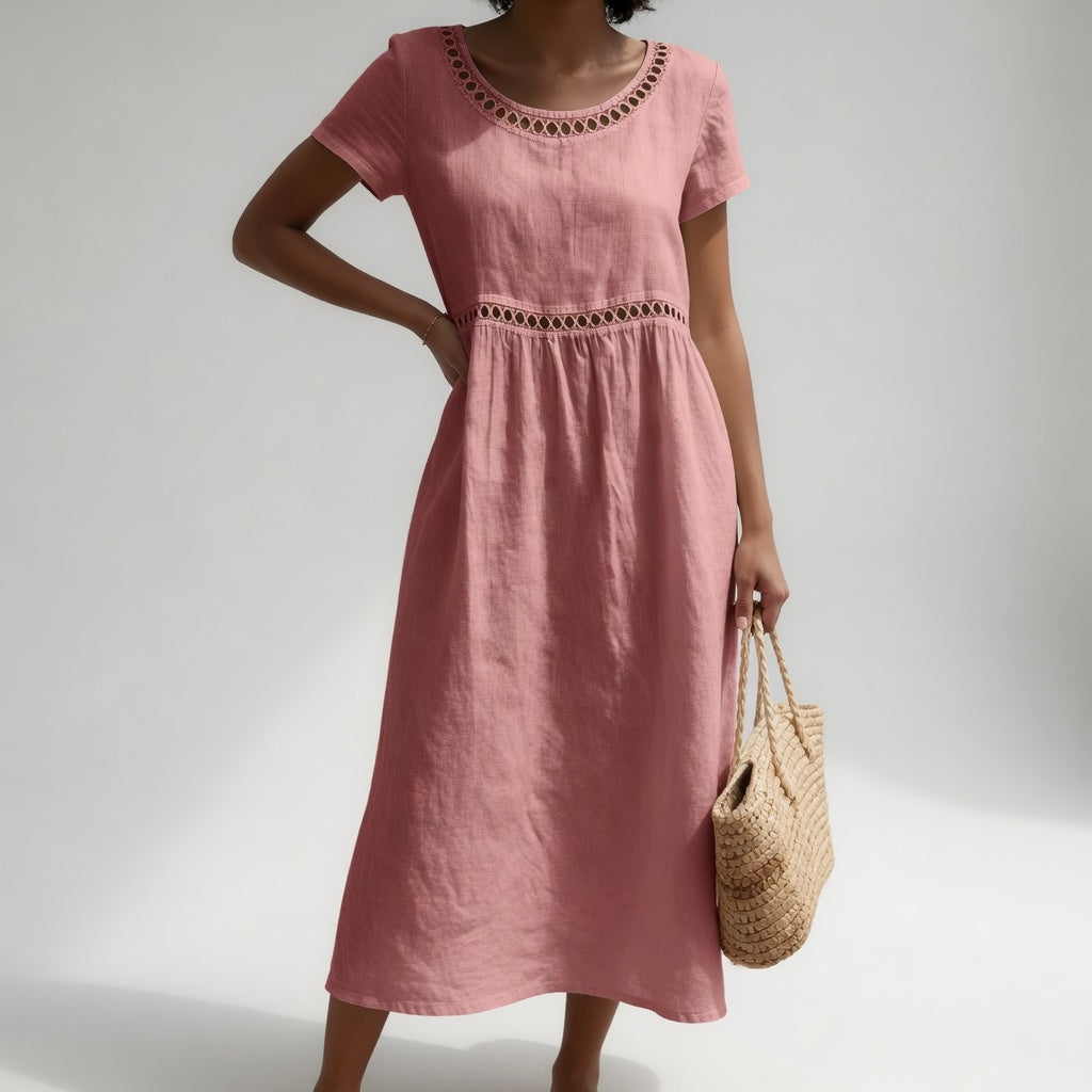 Jade - Eyelet Trim Midi Dress