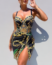 Darius – One-Piece Swimsuit with Push-Up Effect and Matching Sarong