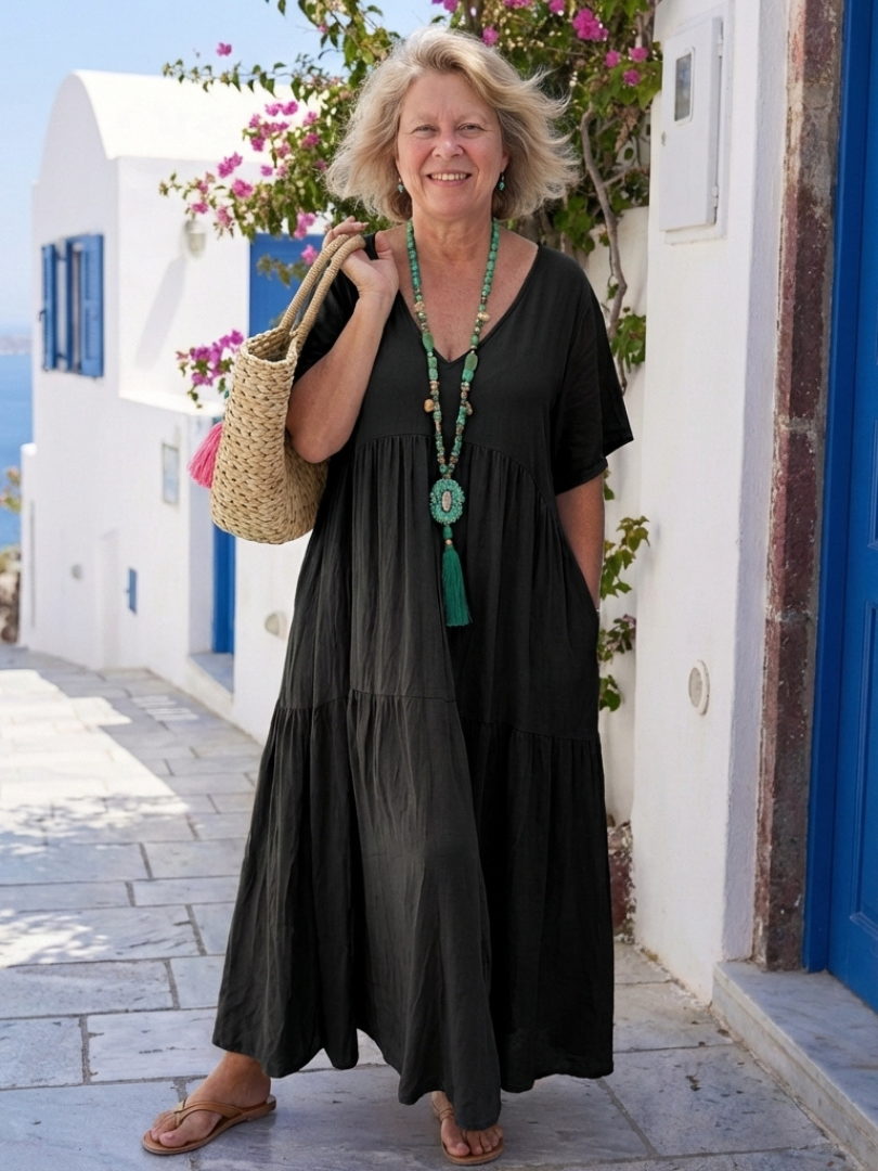 Zinnia | Short Sleeve Tiered Maxi Dress