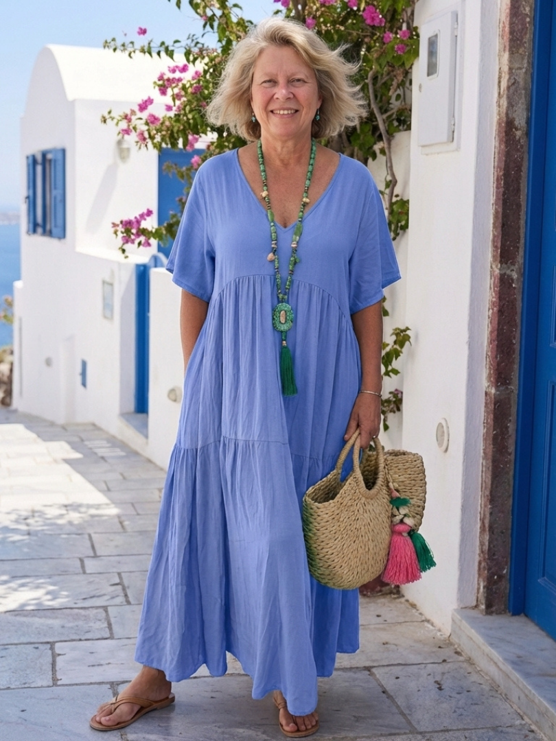 Zinnia | Short Sleeve Tiered Maxi Dress