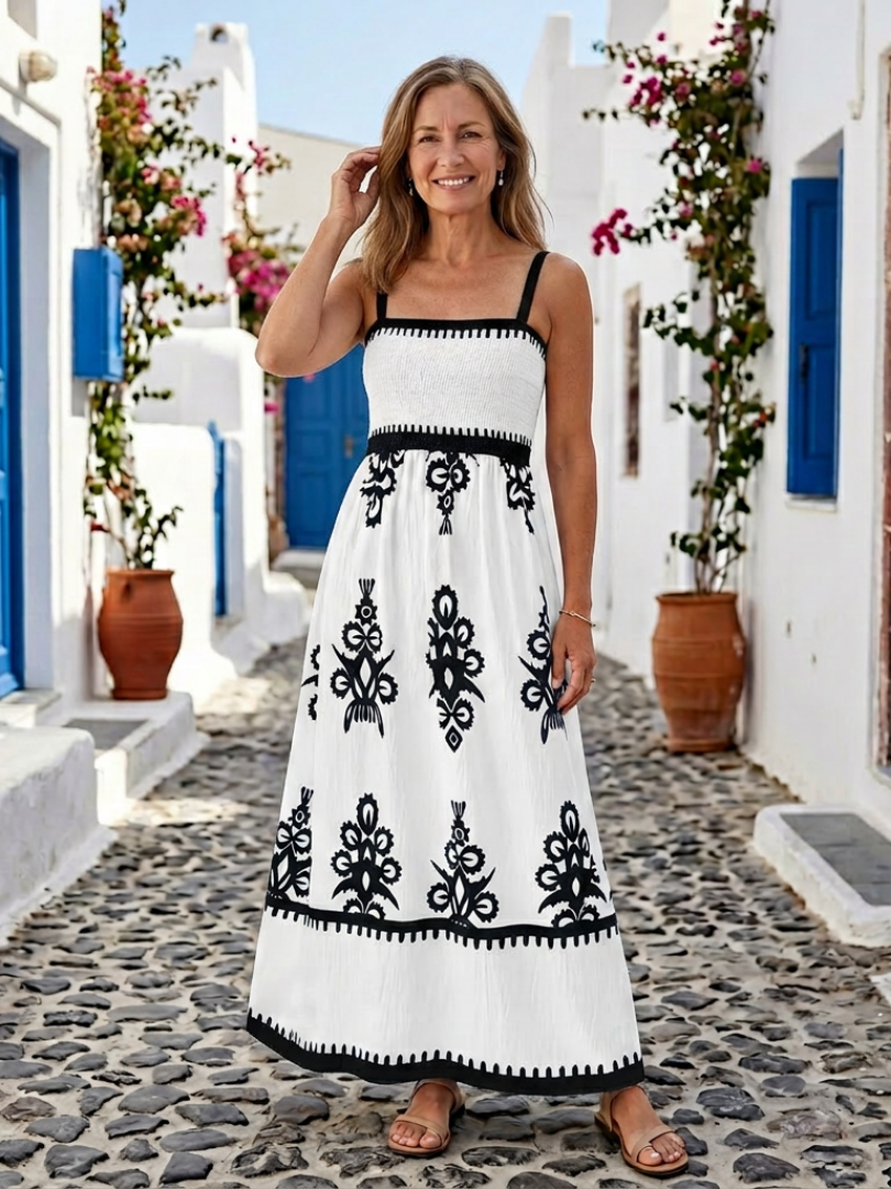 Odelina | Sleeveless Maxi Dress with Shirred Bodice