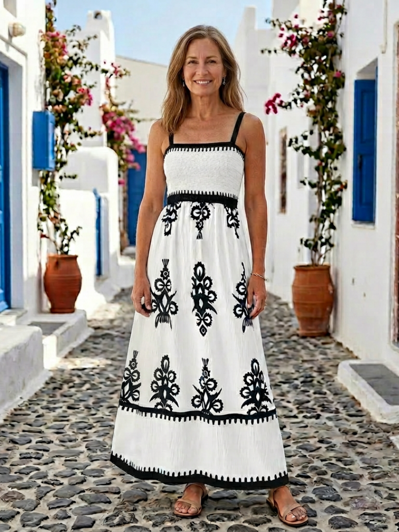 Odelina | Sleeveless Maxi Dress with Shirred Bodice
