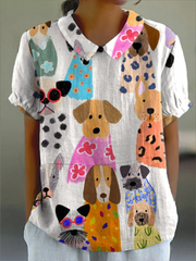 Tilly | Playful Dog Print Blouse