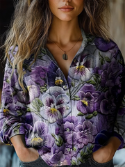 Retro Floral Blouse Dark