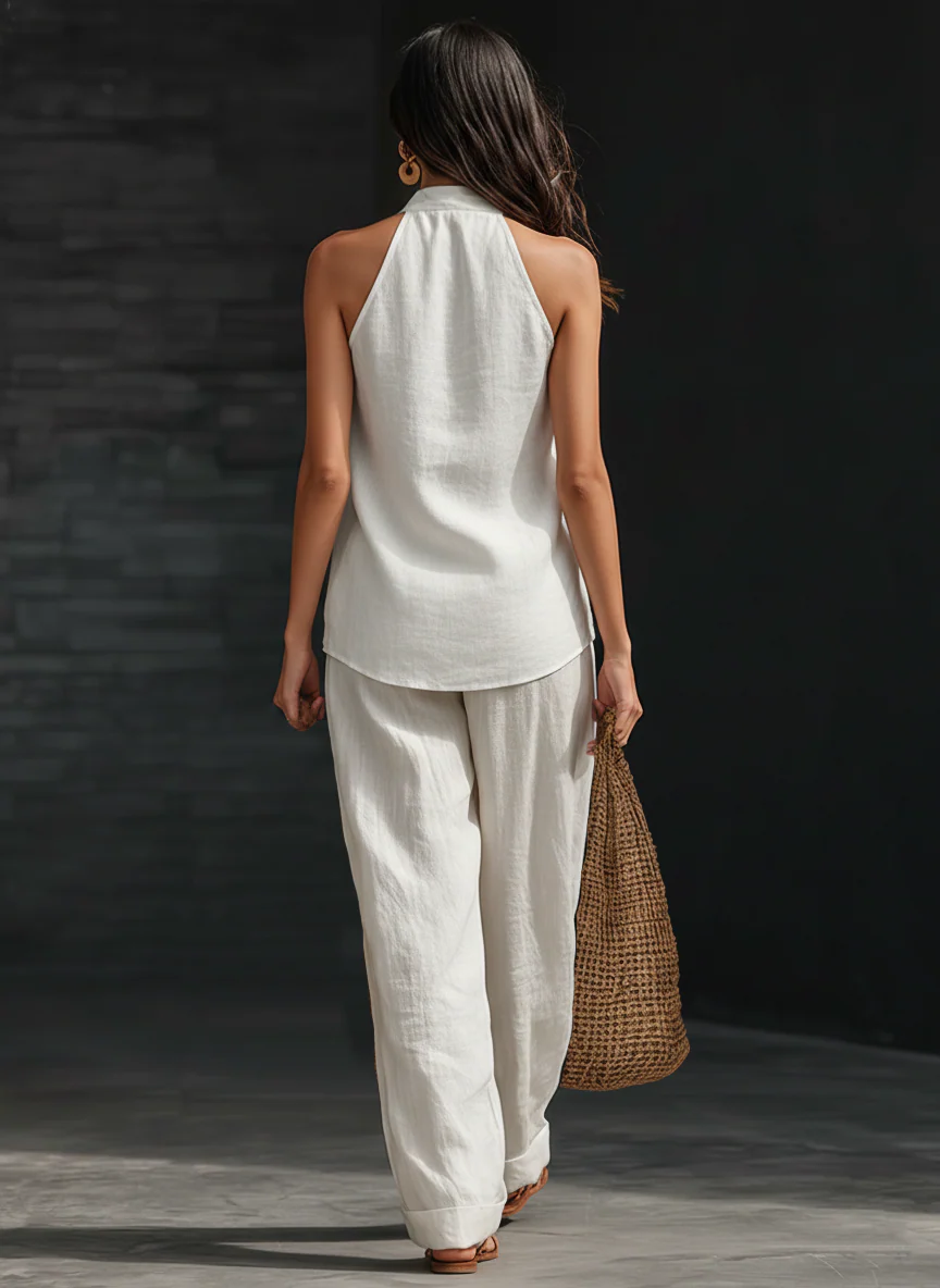 Zoë – Sleeveless Top and Wide-Leg Trousers Set